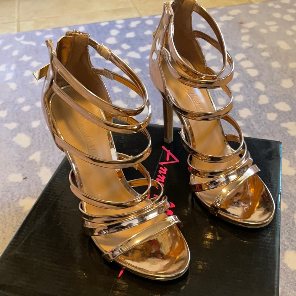 Rose gold strappy heels size 5.5 never worn